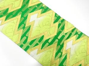 川島織物製　松皮菱にヱ霞・青海波模様織出し名古屋帯